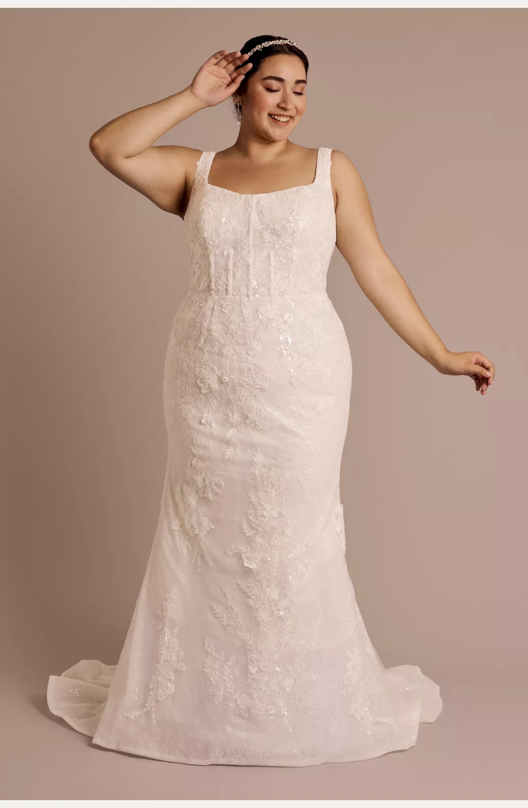 Tank Strap Lace Applique Mermaid Wedding Dress STYLE# CWG1029