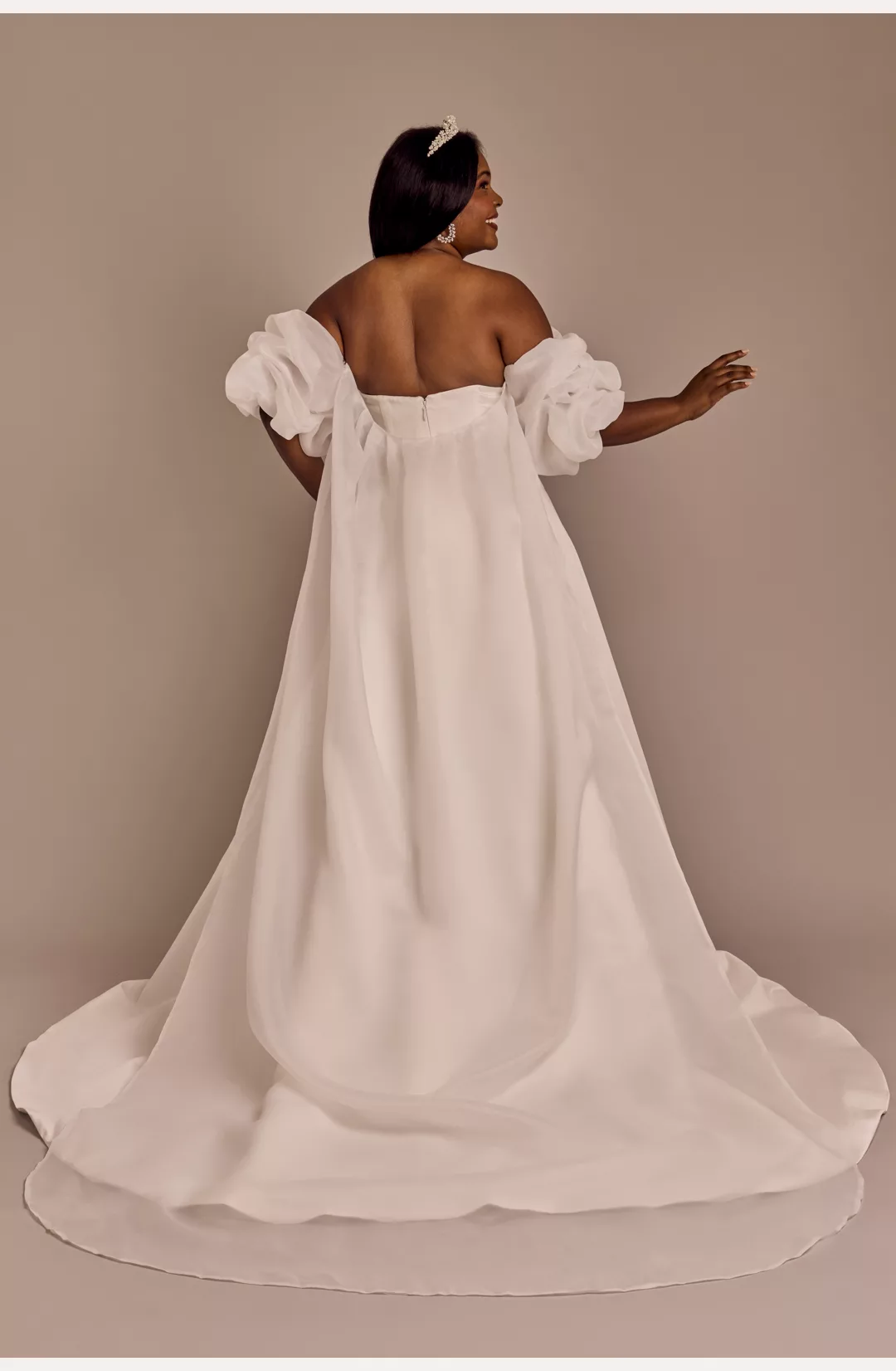 Satin A-Line Wedding Dress with Removable Cape STYLE# CWG1030