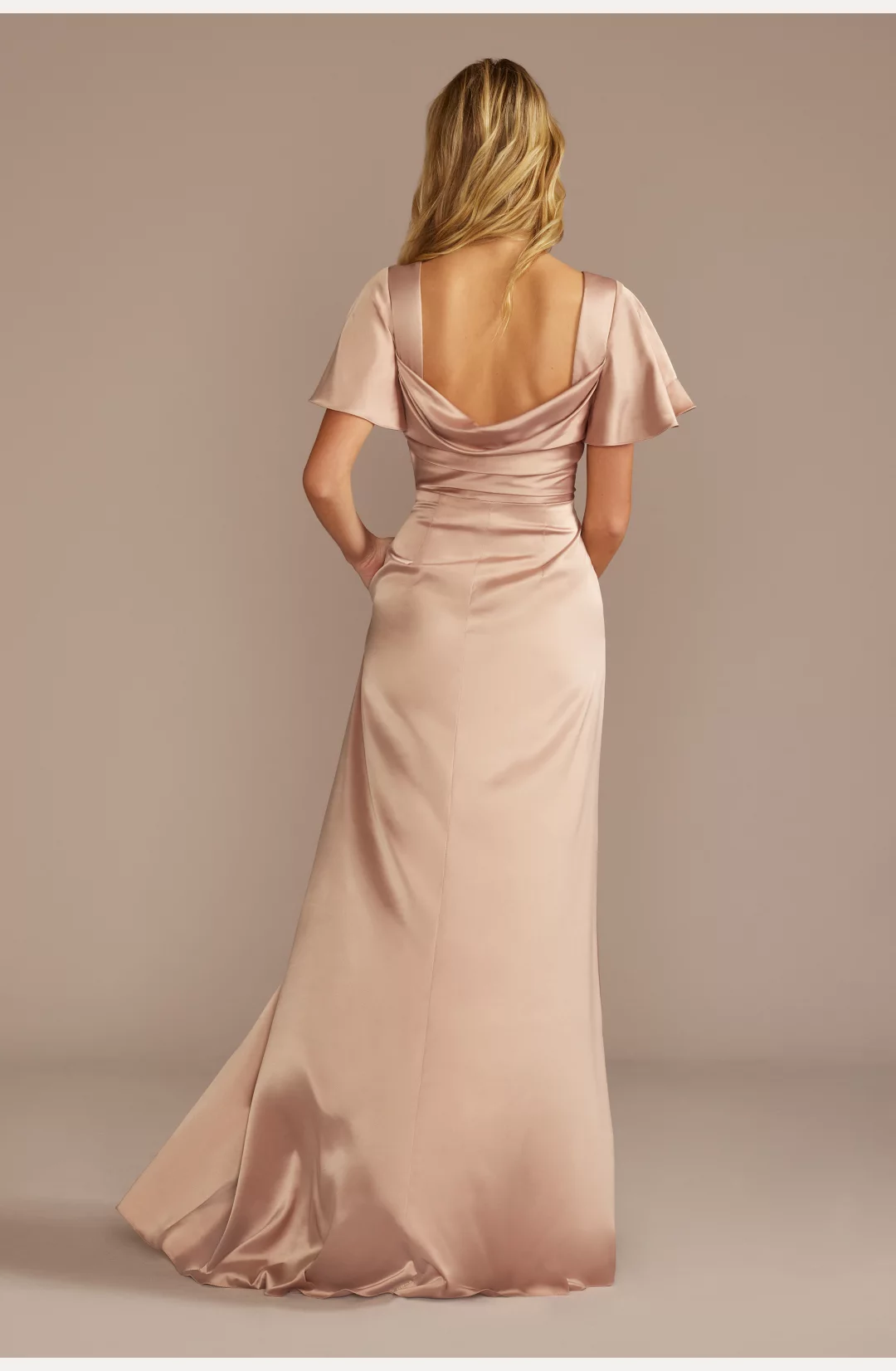 Short Sleeve Stretch Charmeuse Bridesmaid Dress STYLE# F20628