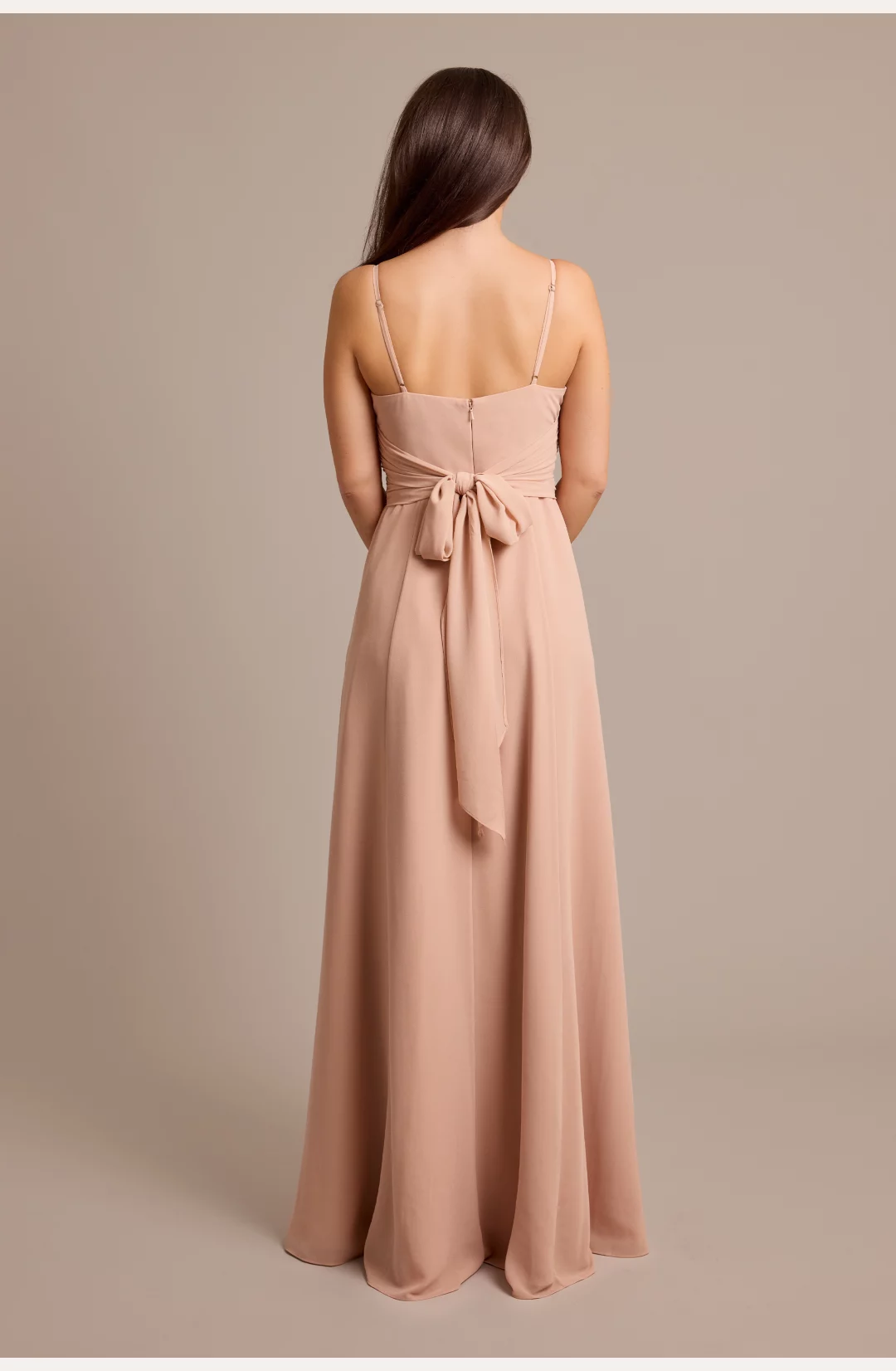 Chiffon Back Tie A-Line Bridesmaid Dress STYLE# F20682