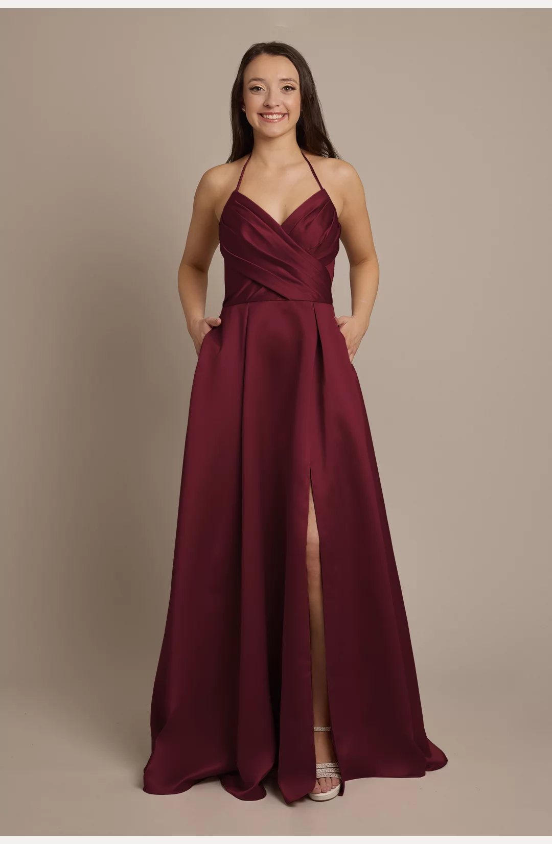 Satin Crisscross Bodice Ball Gown Bridesmaid Dress STYLE# F20699