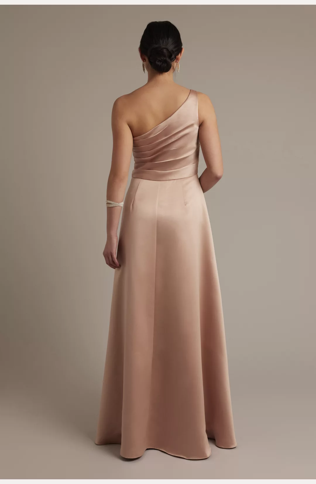 Satin One-Shoulder A-Line Pleated Bridesmaid Dress STYLE# F20700