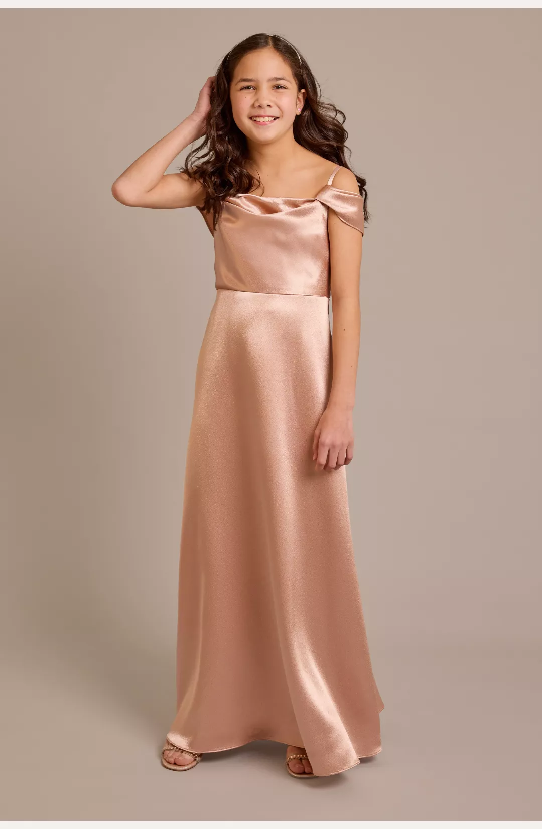 Luxe Charmeuse Cowl Swag Sleeve Bridesmaid Dress STYLE# JB9976