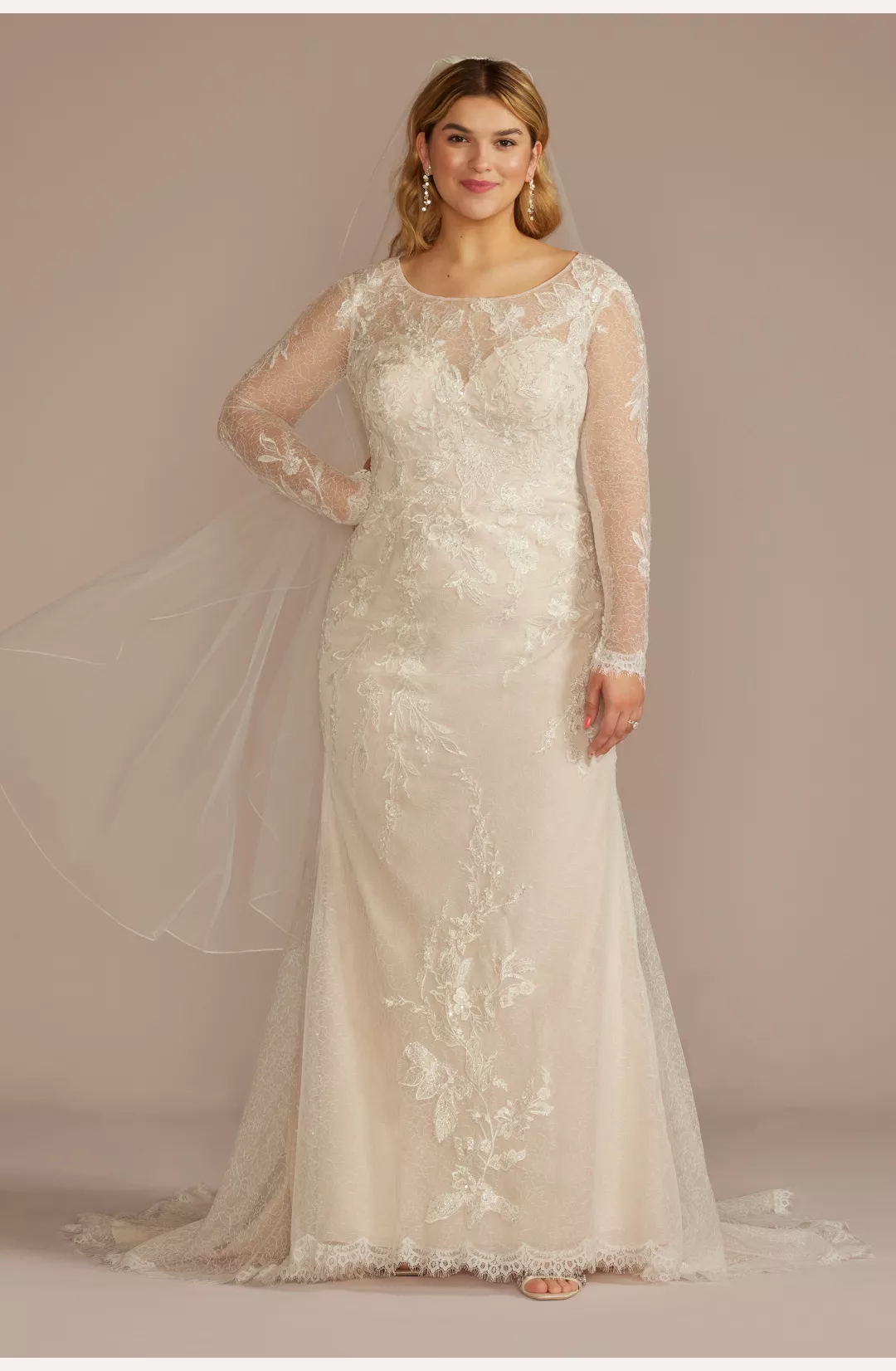 Allover Lace Long Sleeve Sheath Wedding Dress STYLE# MS251270