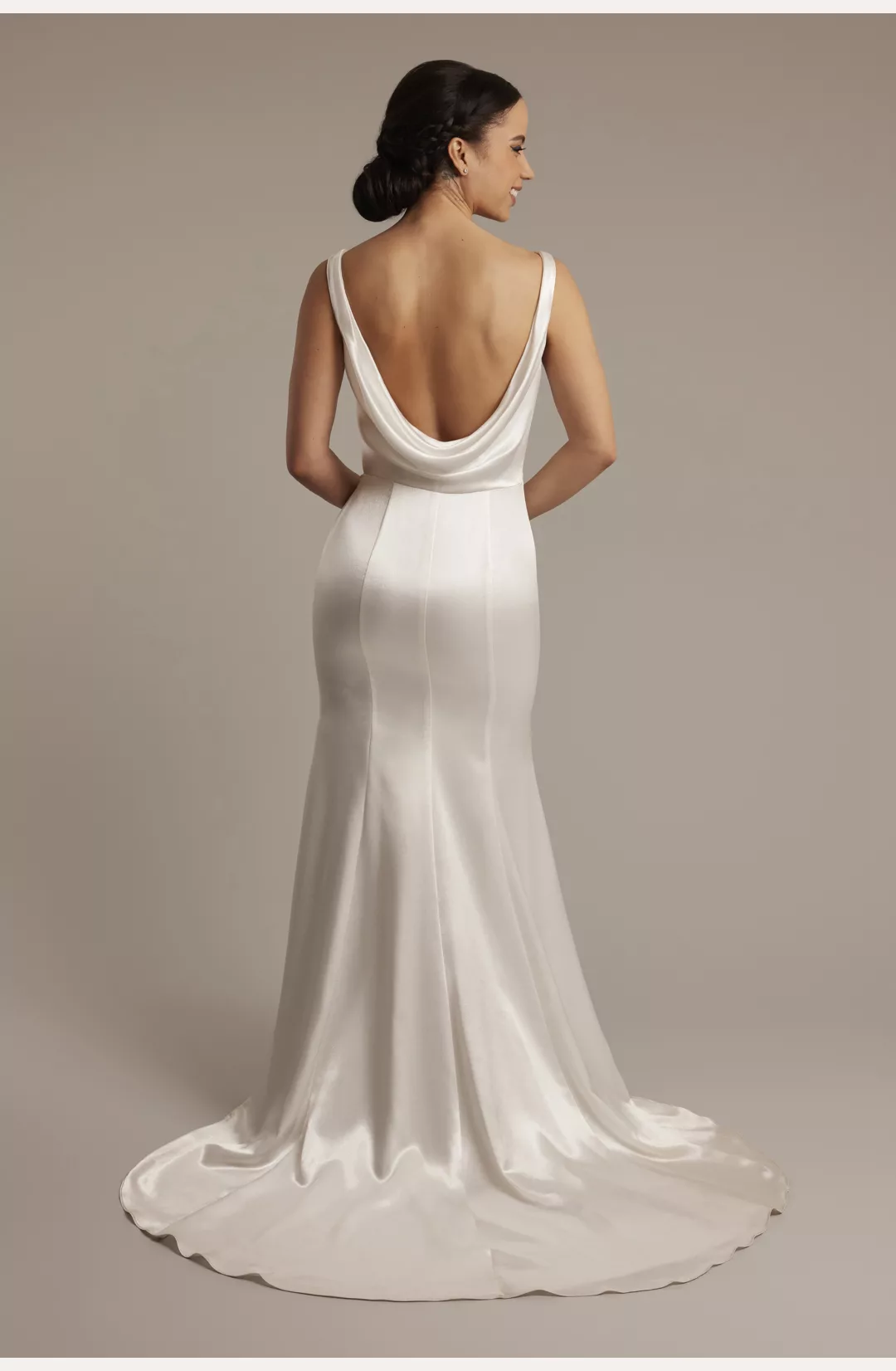 Luxe Charmeuse Tank Wedding Dress with Cowl Back STYLE# SDWG1206