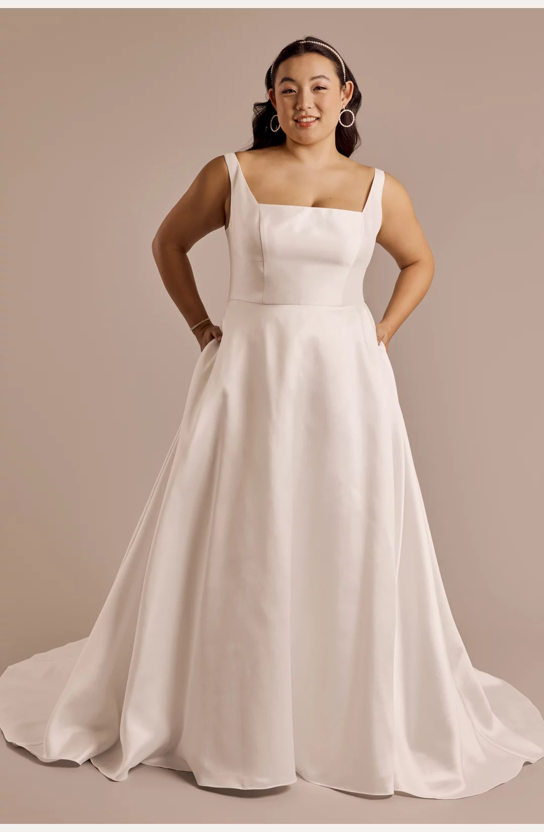 Square Neck Tank Mikado Ball Gown Wedding Dress STYLE# SDWG1222