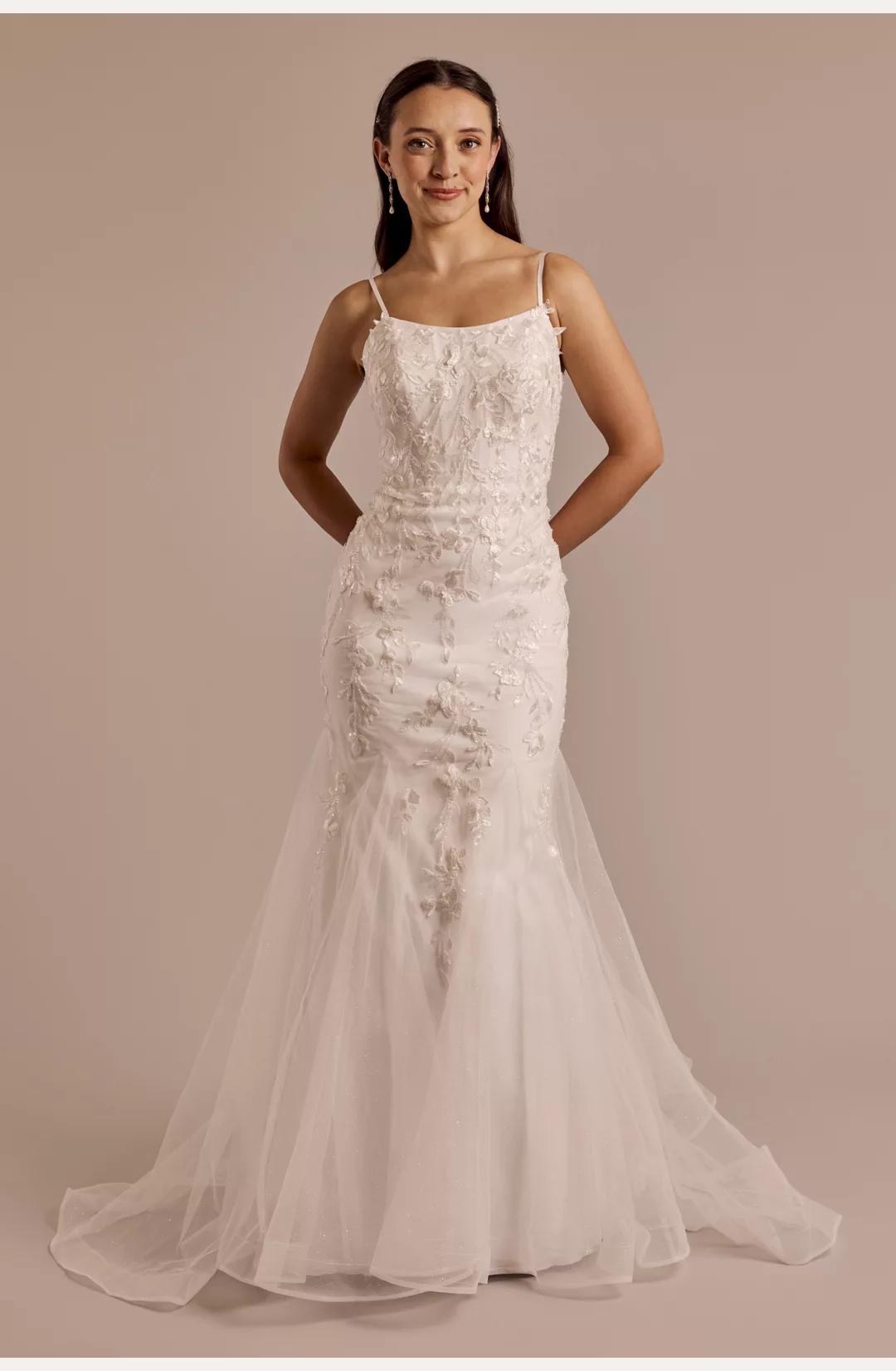 Lace Applique Mermaid Wedding Dress with Godets STYLE# SDWG1225