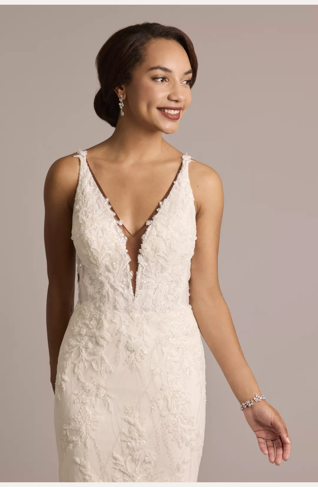 Beaded Plunging Tank Mermaid Wedding Dress STYLE# SWG1008