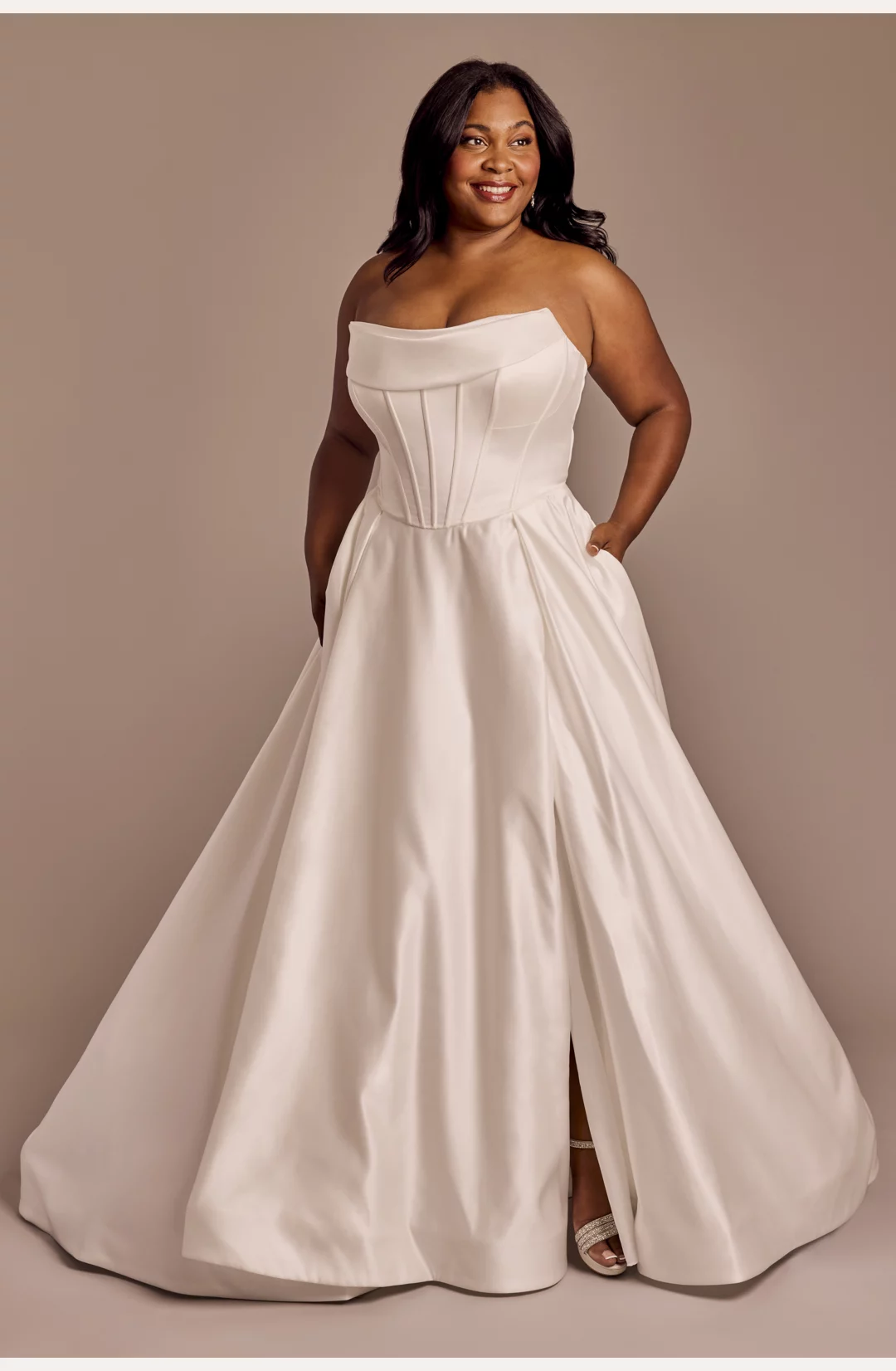 Sculpted Corset Bodice Satin Wedding Dress STYLE# SWG1031