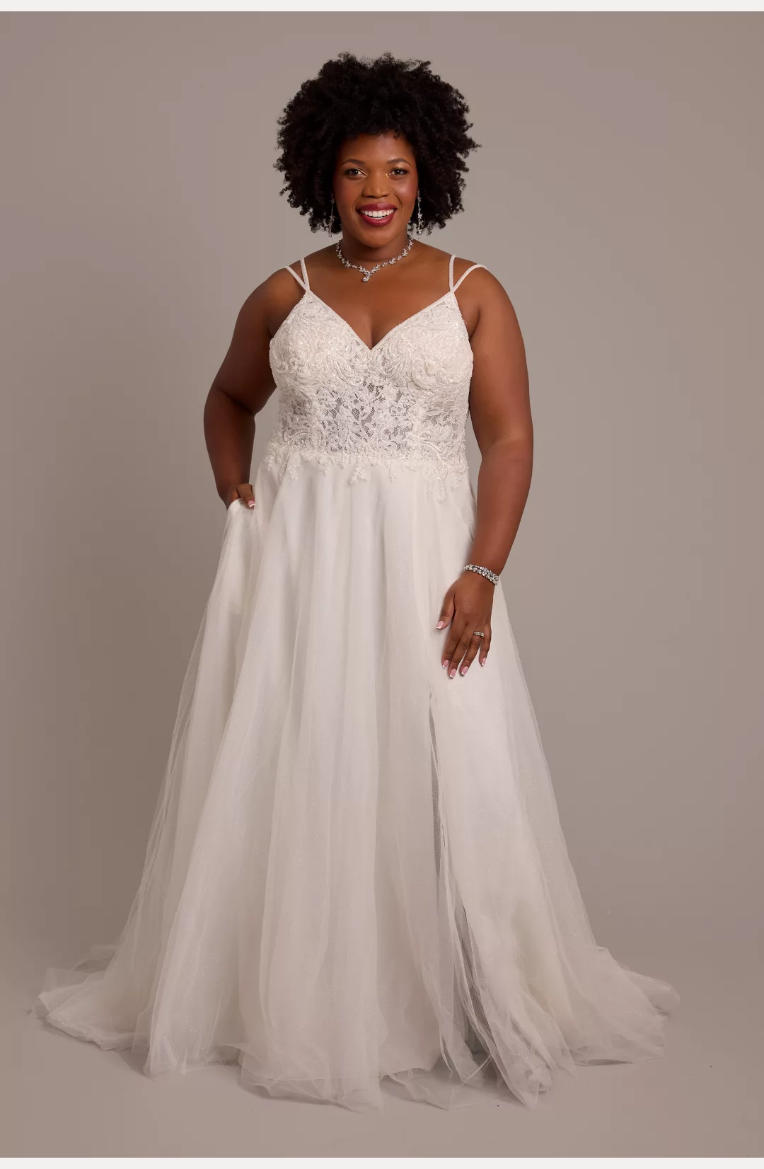 Beaded Bodice Wedding Dress with Tulle Skirt STYLE# WG4115