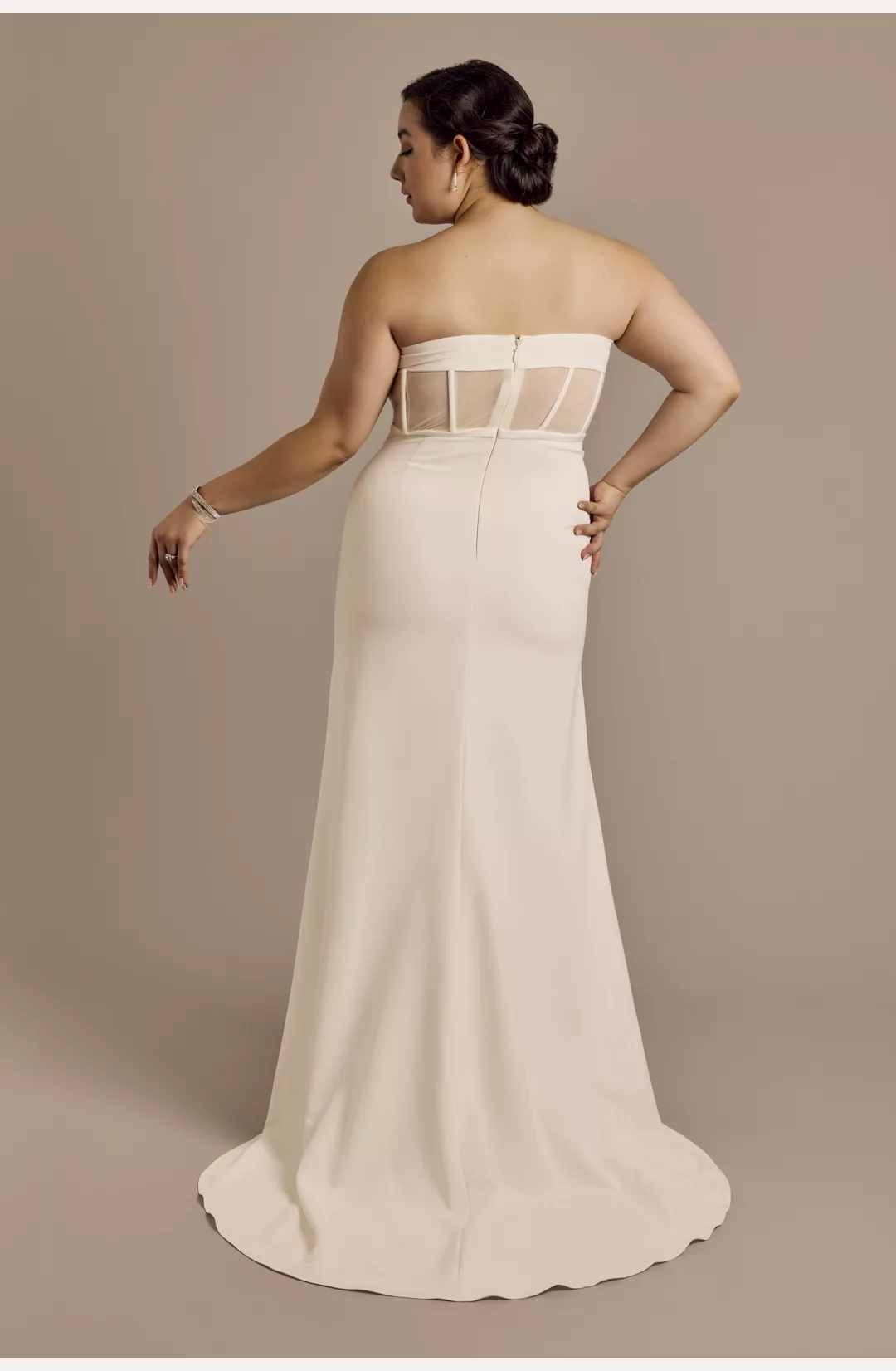 Stretch Crepe Sculpted Cowl Sheath Wedding Dress STYLE# WG4120