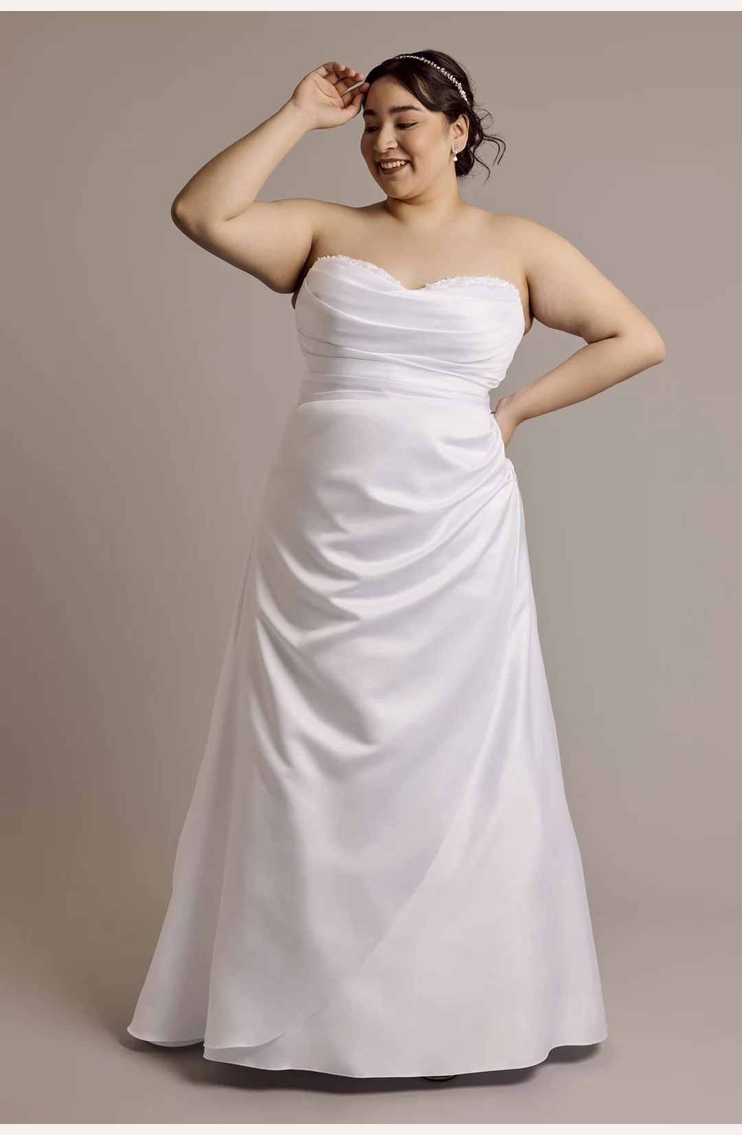 Beaded Satin Sweetheart A-Line Wedding Dress STYLE# WG4121